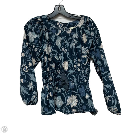 Top Long Sleeve Designer By Spartina In Blue & Cream, Size: S