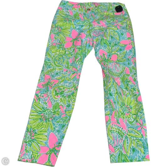 Pants Designer By Lilly Pulitzer In Green & Pink, Size: M