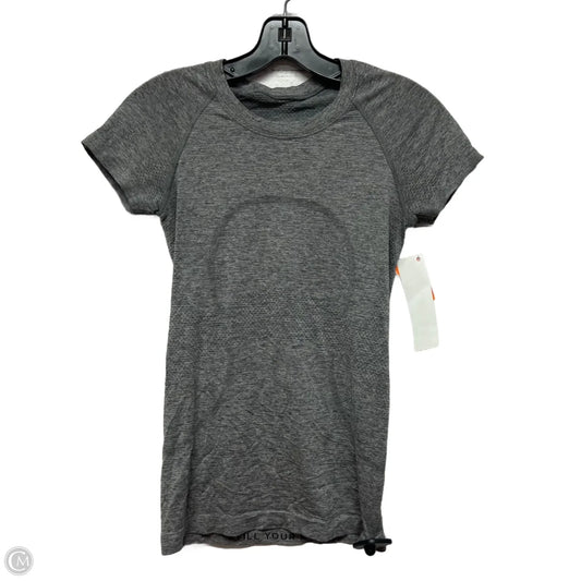 Athletic Top Short Sleeve By Lululemon In Grey, Size: S