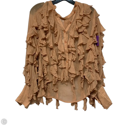 Top Long Sleeve By Anthropologie In Orange, Size: Xs