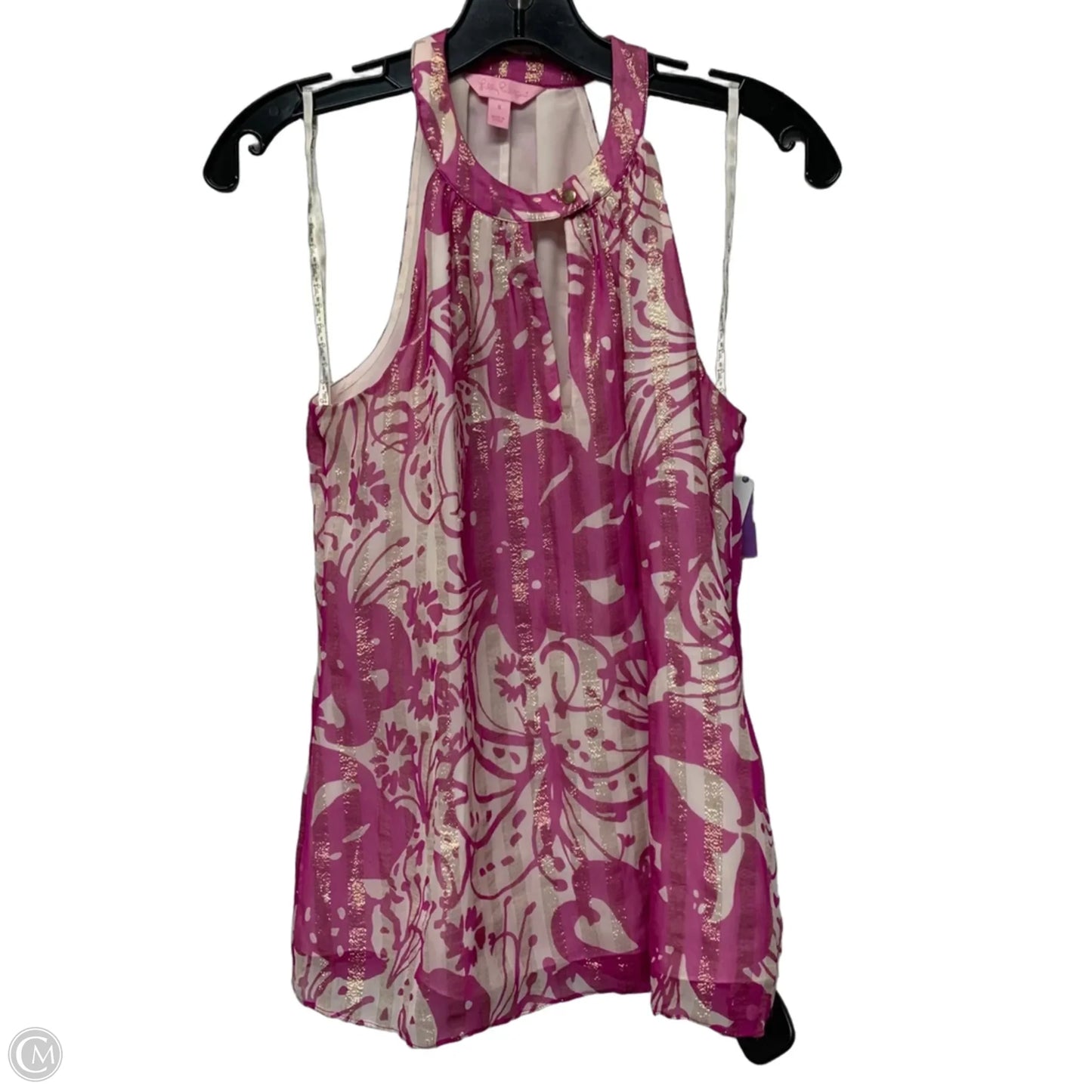 Top Sleeveless Designer By Lilly Pulitzer In Pink & White, Size: S