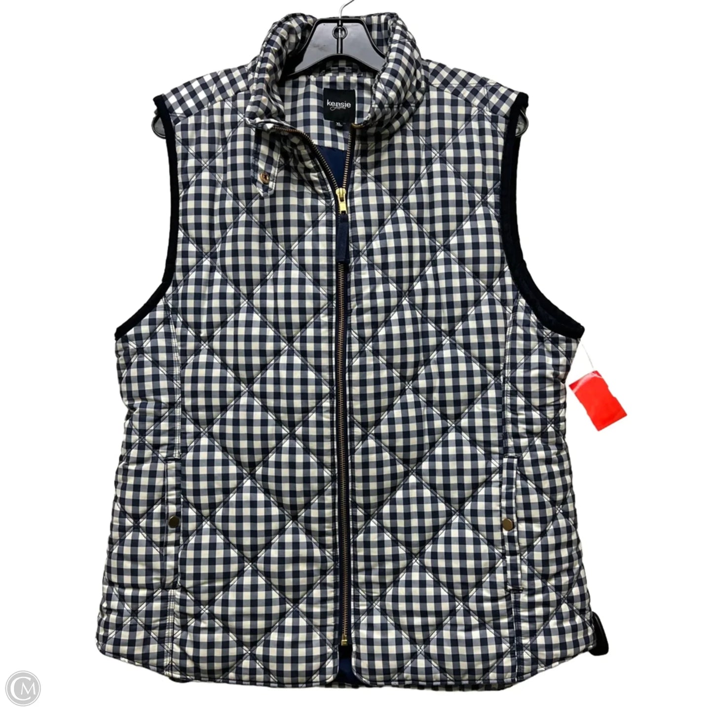 Vest Puffer & Quilted By Kensie In Blue & White, Size: Xl