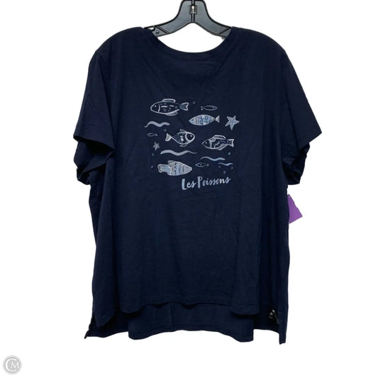 Top Short Sleeve By Talbots In Navy, Size: 3x