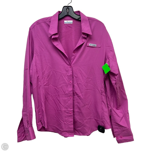 Athletic Top Long Sleeve Collar By Columbia In Pink, Size: L