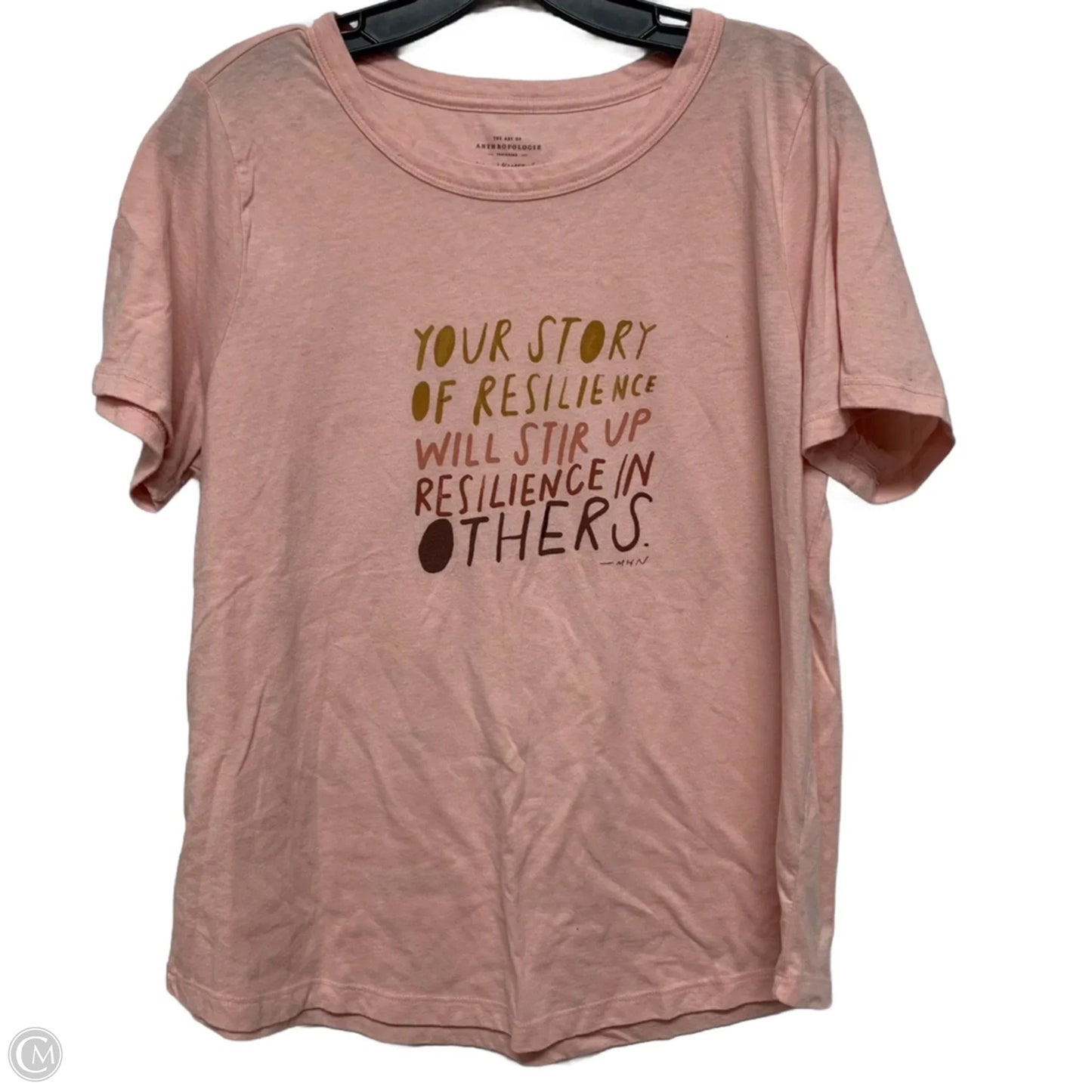 Top Short Sleeve By Anthropologie In Pink, Size: L