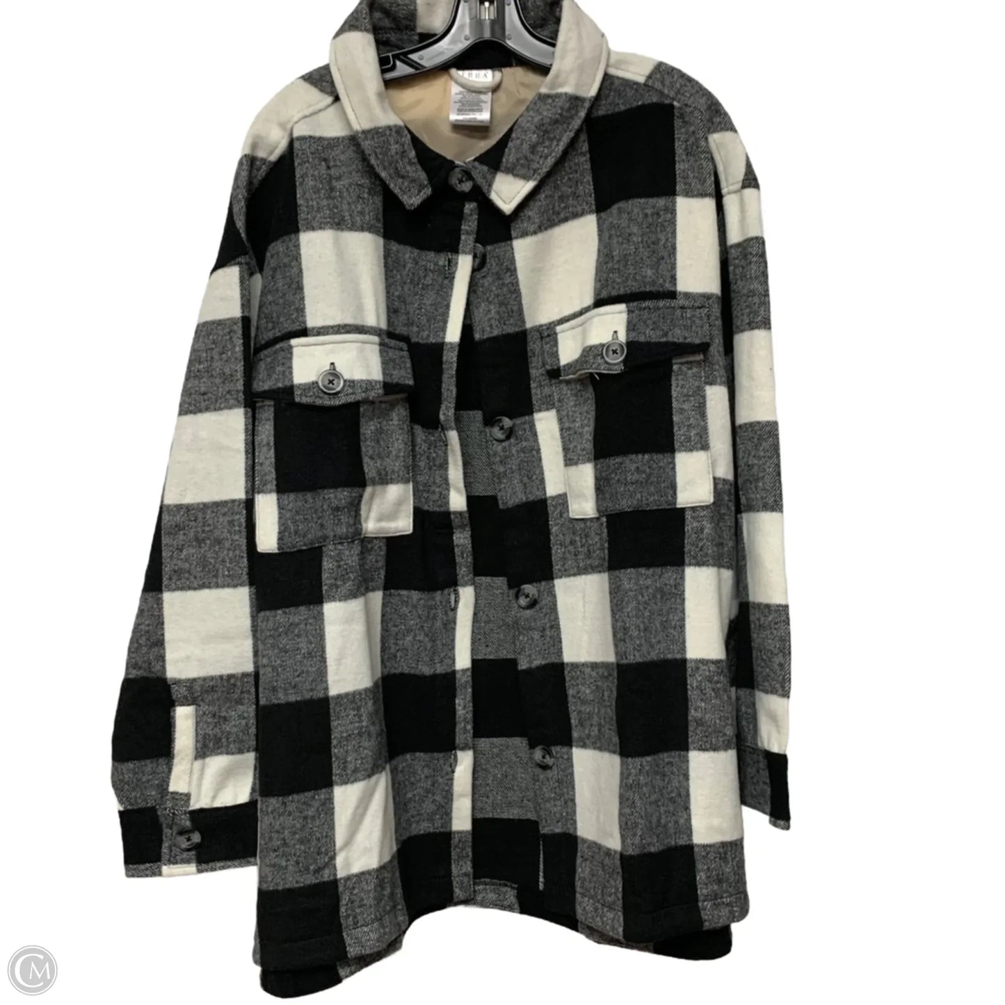 Jacket Shirt By Serra In Black & White, Size: Xl