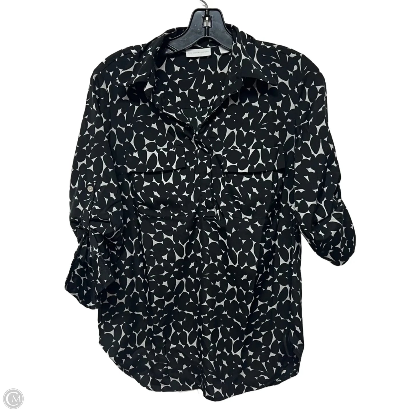 Blouse Long Sleeve By New York And Co In Black & White, Size: Xs