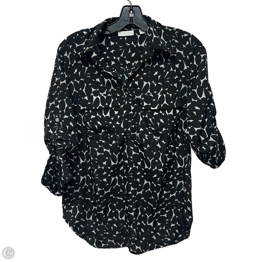 Blouse Long Sleeve By New York And Co In Black & White, Size: Xs