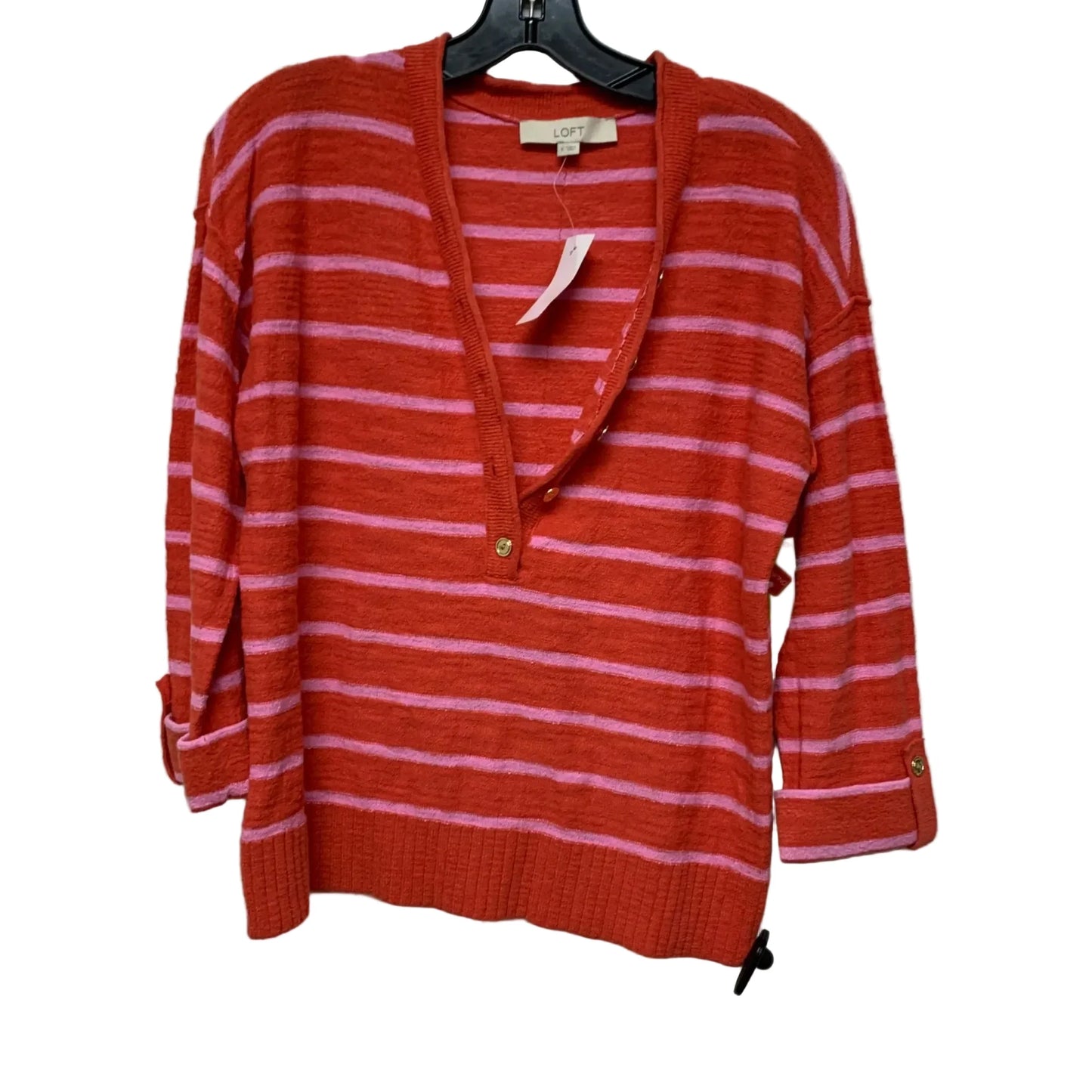 Cardigan By Loft In Orange & Pink, Size: S