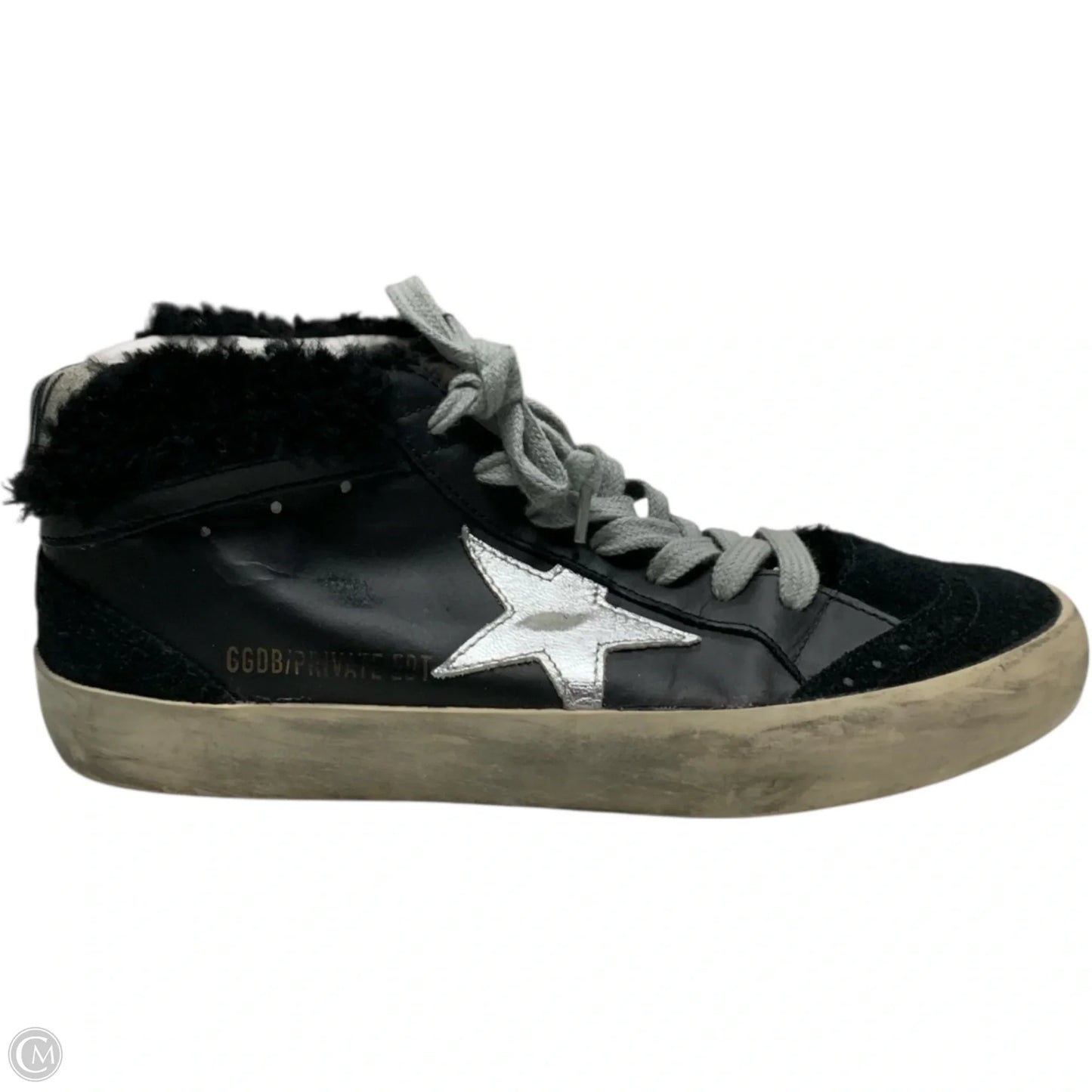 Shoes Luxury Designer By Golden Goose In Black & Silver, Size: 7.5