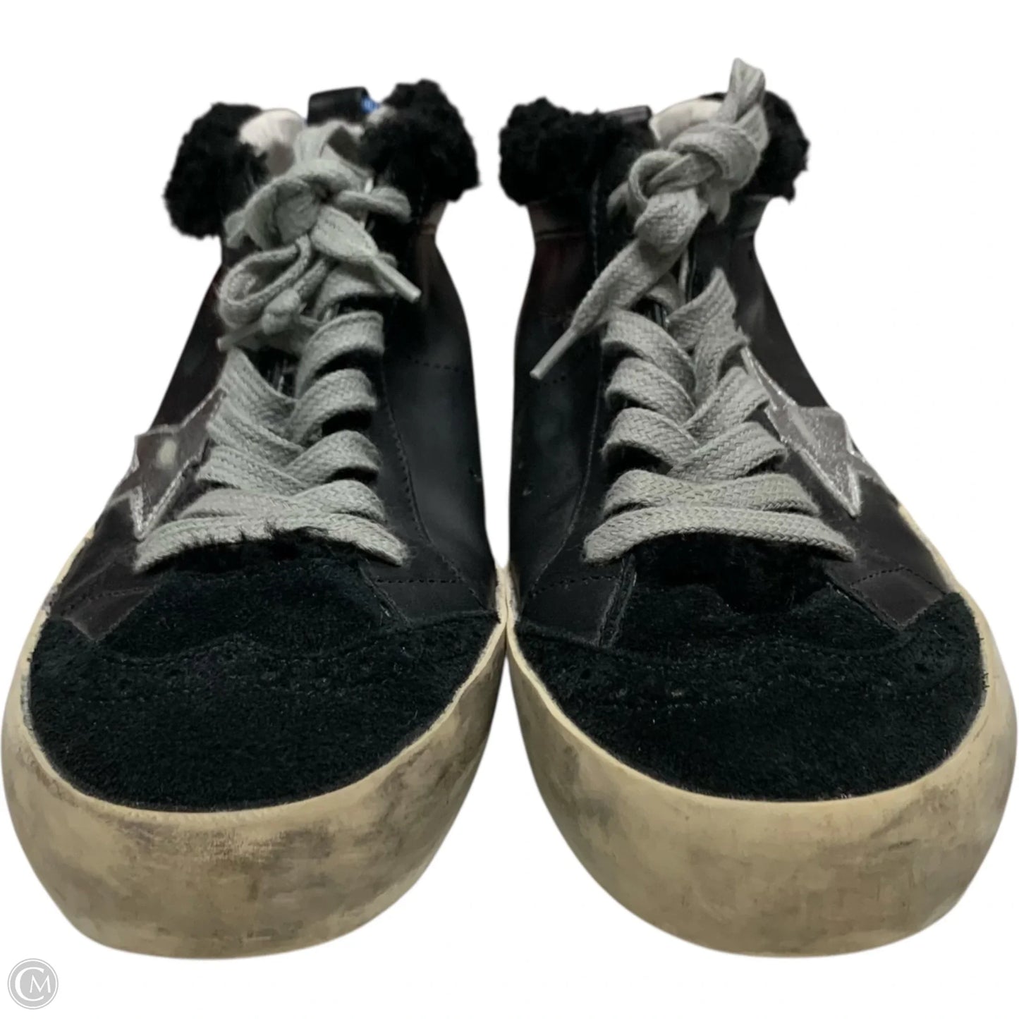 Shoes Luxury Designer By Golden Goose In Black & Silver, Size: 7.5