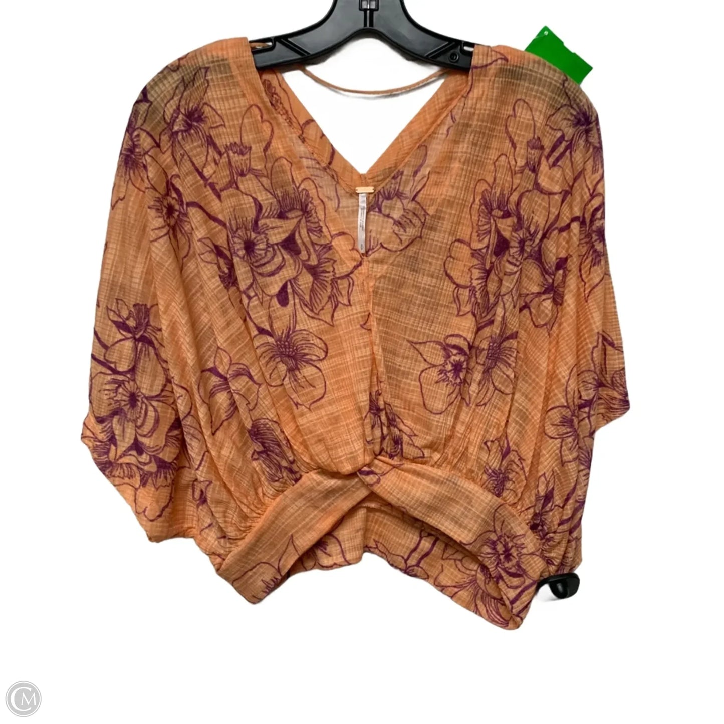 Top Short Sleeve By Free People In Orange & Purple, Size: S