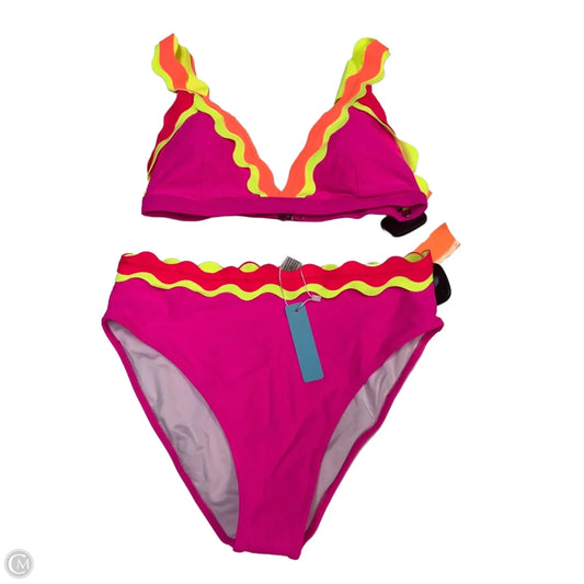 Swimsuit 2pc By Popvil In Pink & Yellow, Size: M
