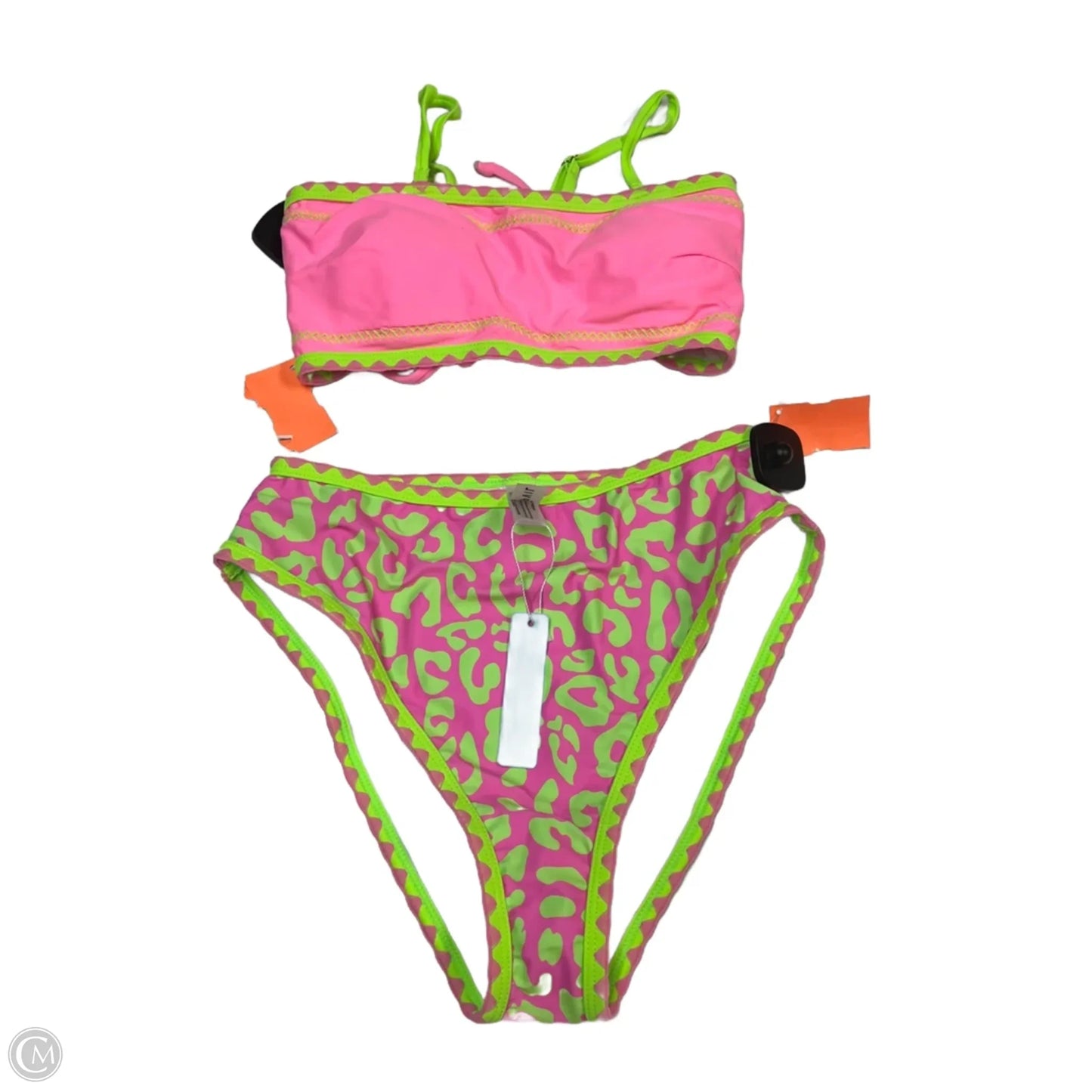 Swimsuit 2pc By Popvil In Green & Pink, Size: M