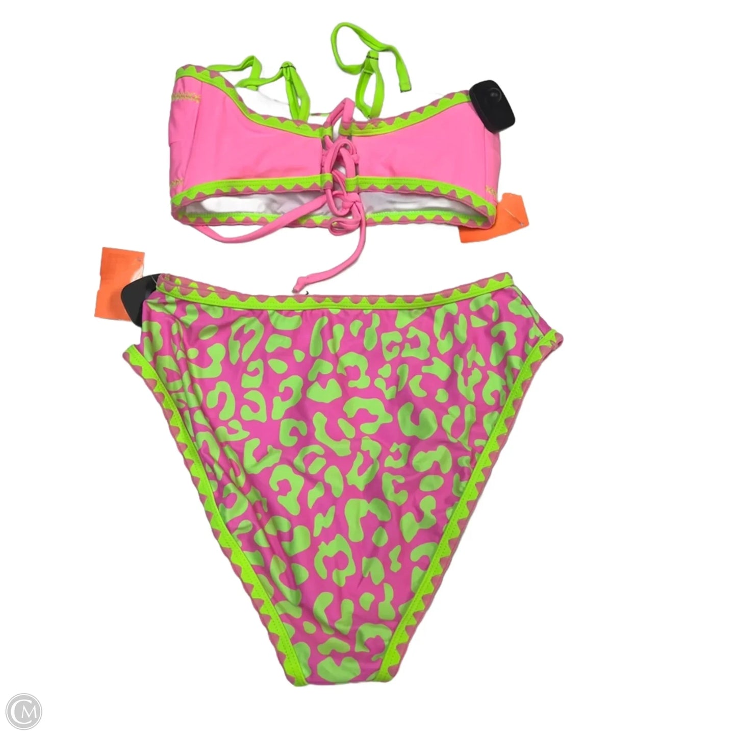 Swimsuit 2pc By Popvil In Green & Pink, Size: M