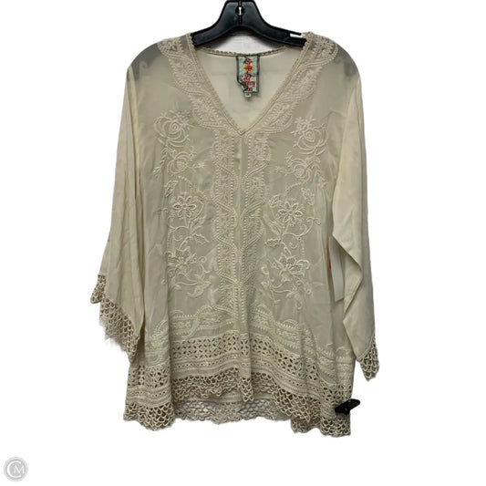 Top Long Sleeve Designer By Johnny Was In Ivory, Size: M