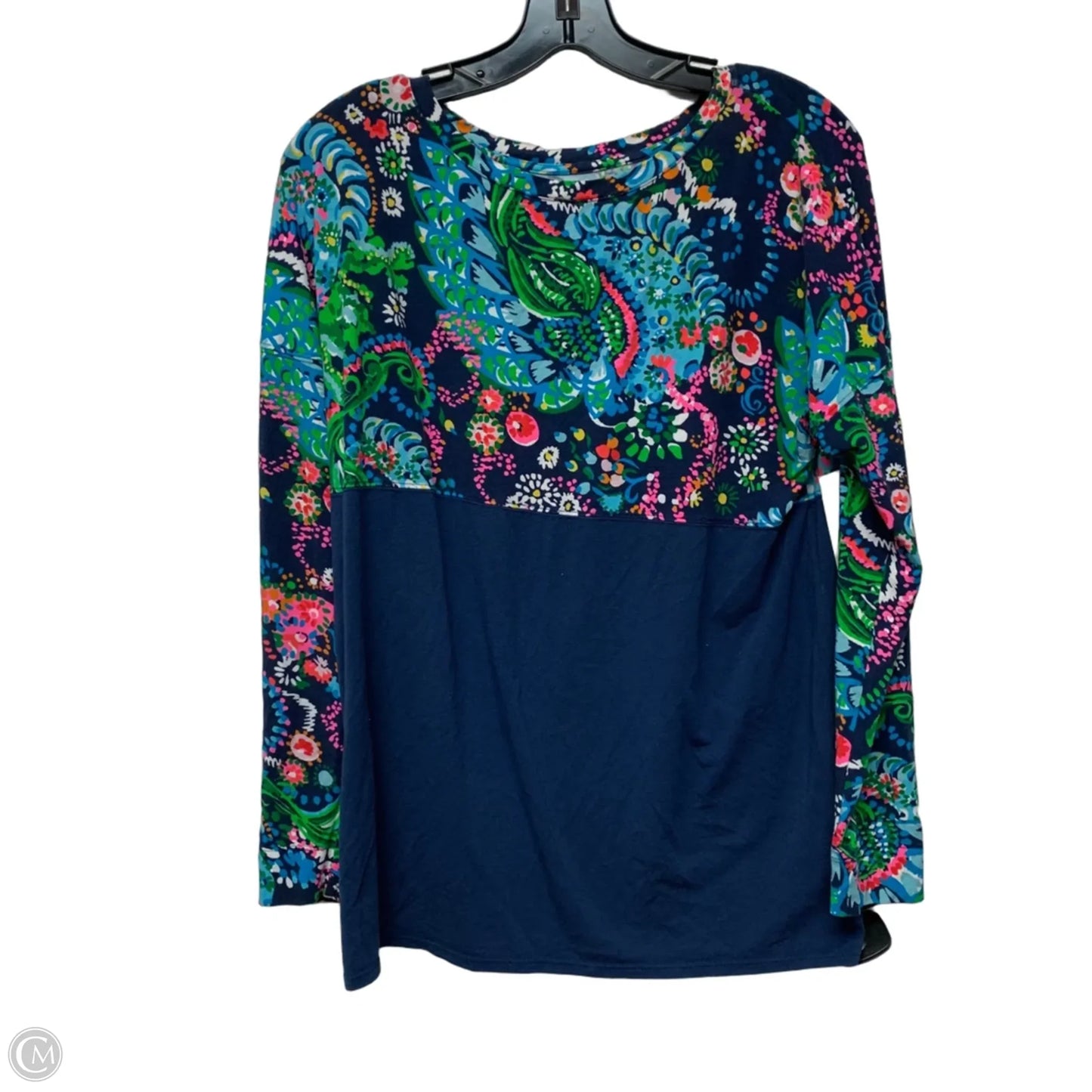 Top Long Sleeve Designer By Lilly Pulitzer In Blue & Green, Size: M