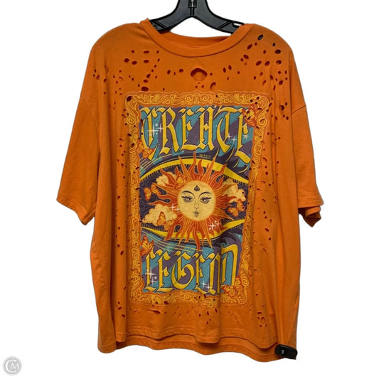 Top Short Sleeve By Shein In Orange, Size: L