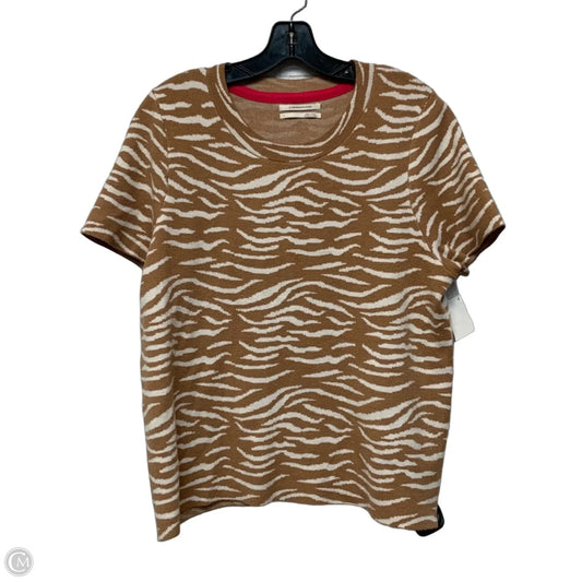 Top Short Sleeve By Anthropologie In Brown & White, Size: L