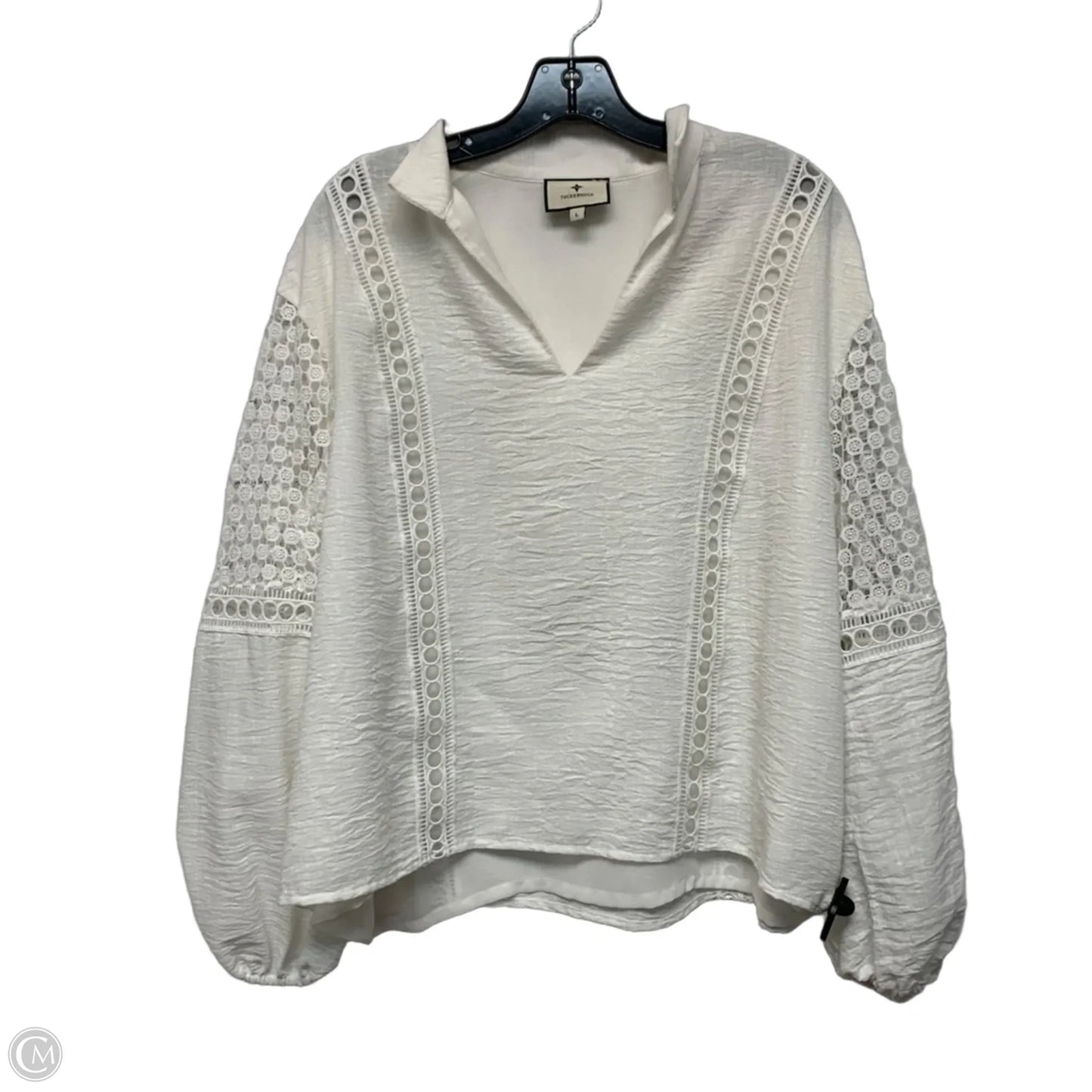 Top Long Sleeve Designer By Tuckernuck In Cream, Size: L