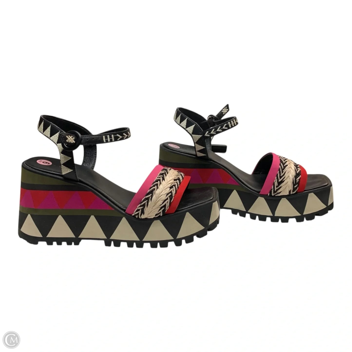 Sandals Designer By Farm Rio In Cream & Pink, Size: 9
