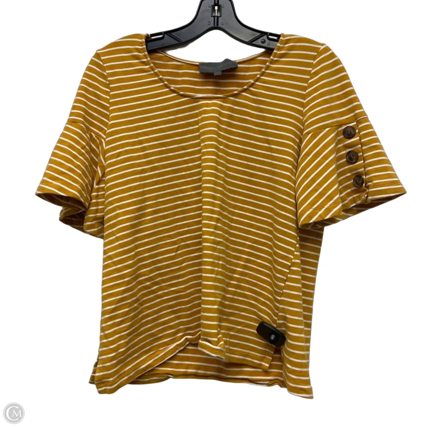 Top Short Sleeve By Sunday In Brooklyn In White & Yellow, Size: S