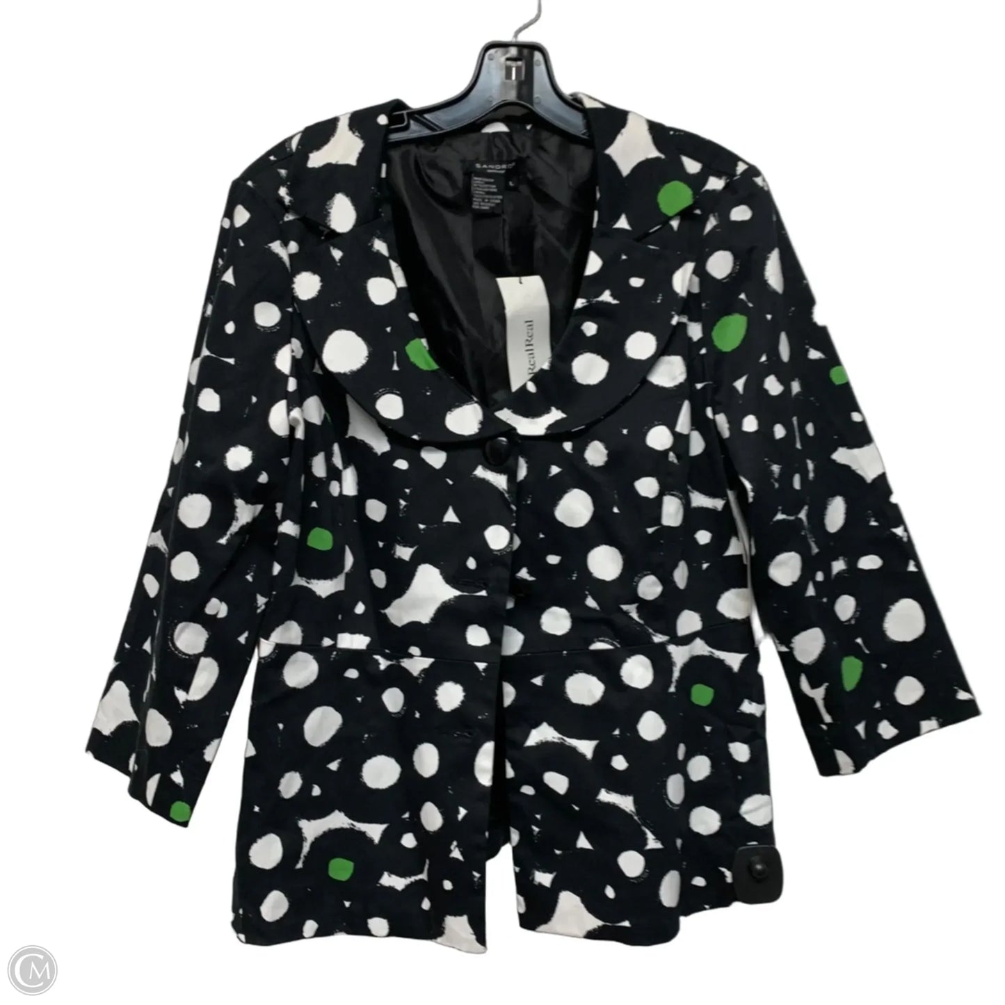 Blazer Designer By Sandro In Black & White, Size: L
