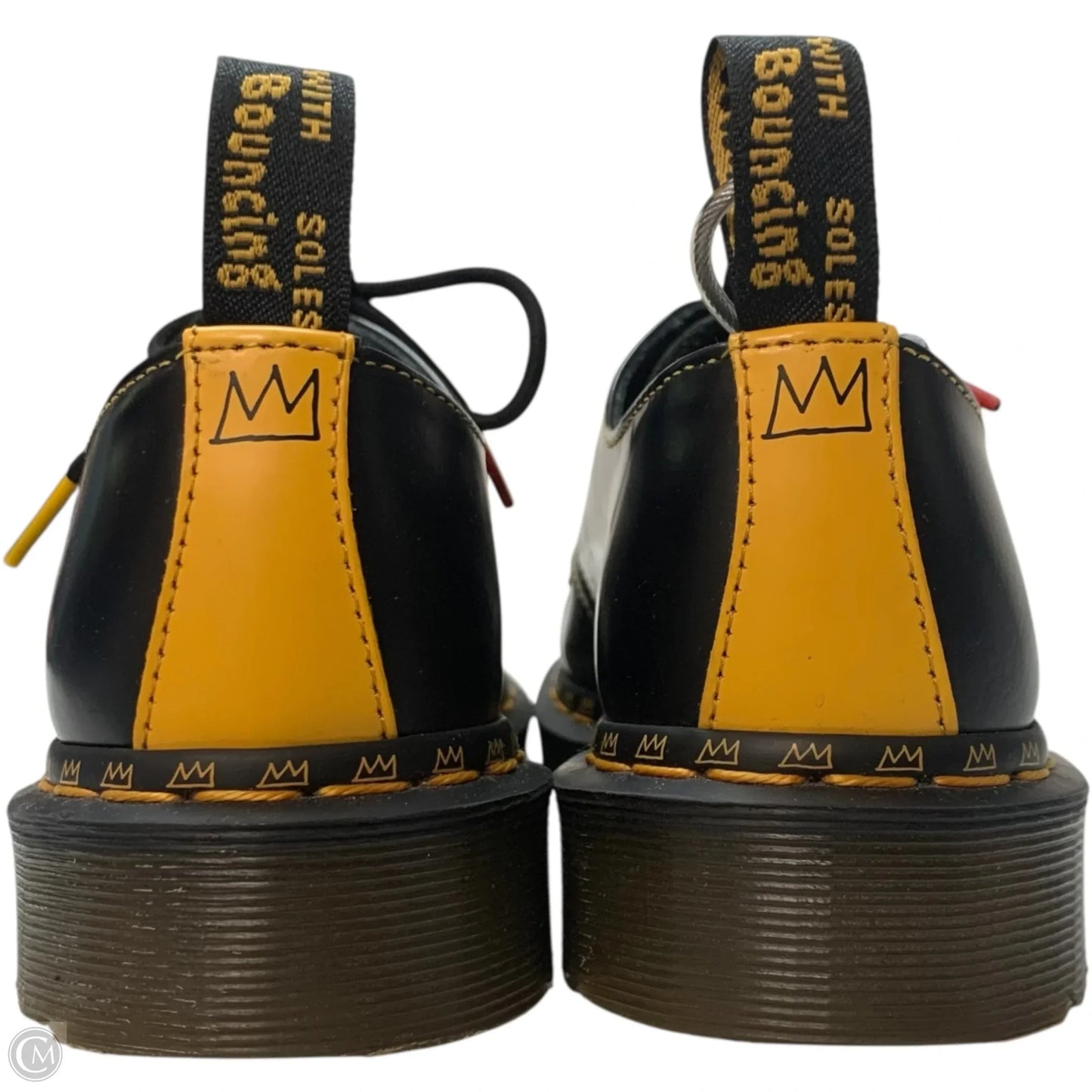 Shoes Designer By Dr Martens In Black & Yellow, Size: 5