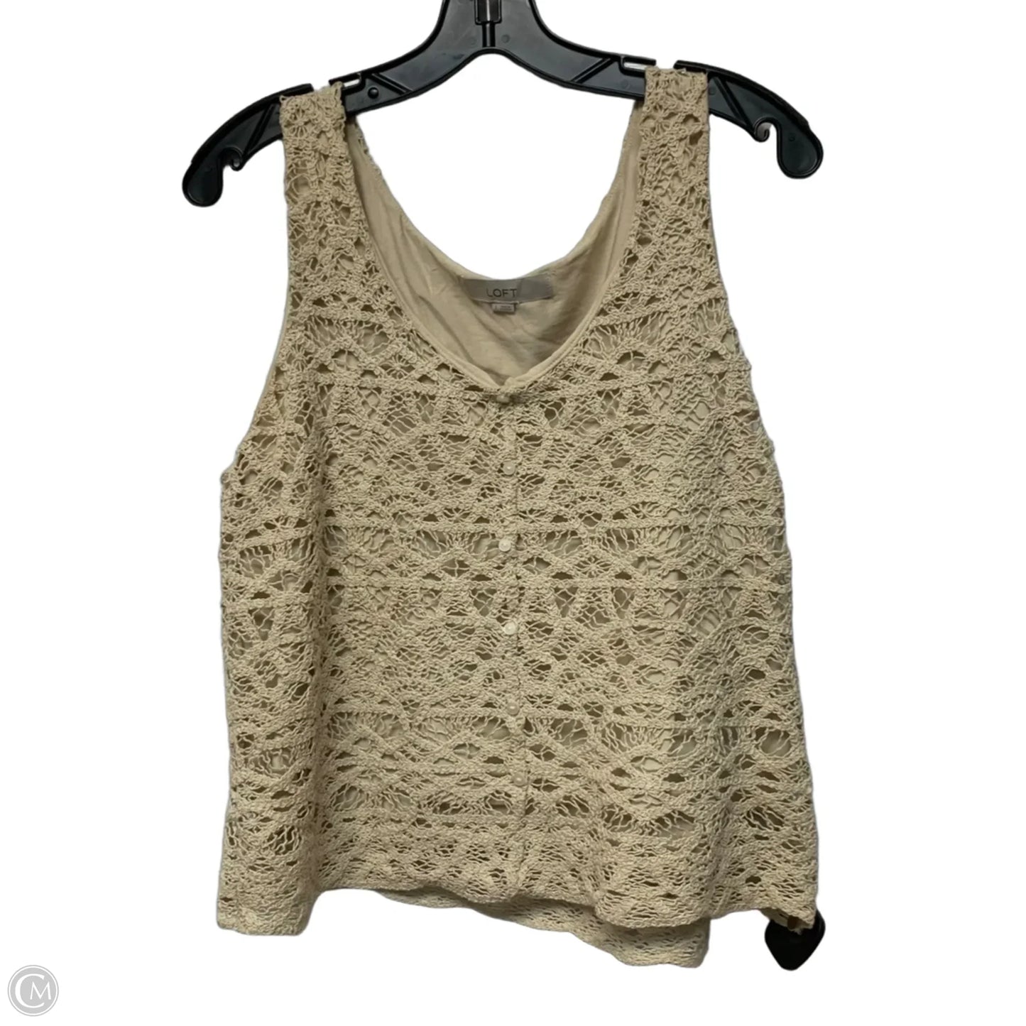Top Sleeveless By Loft In Cream, Size: L