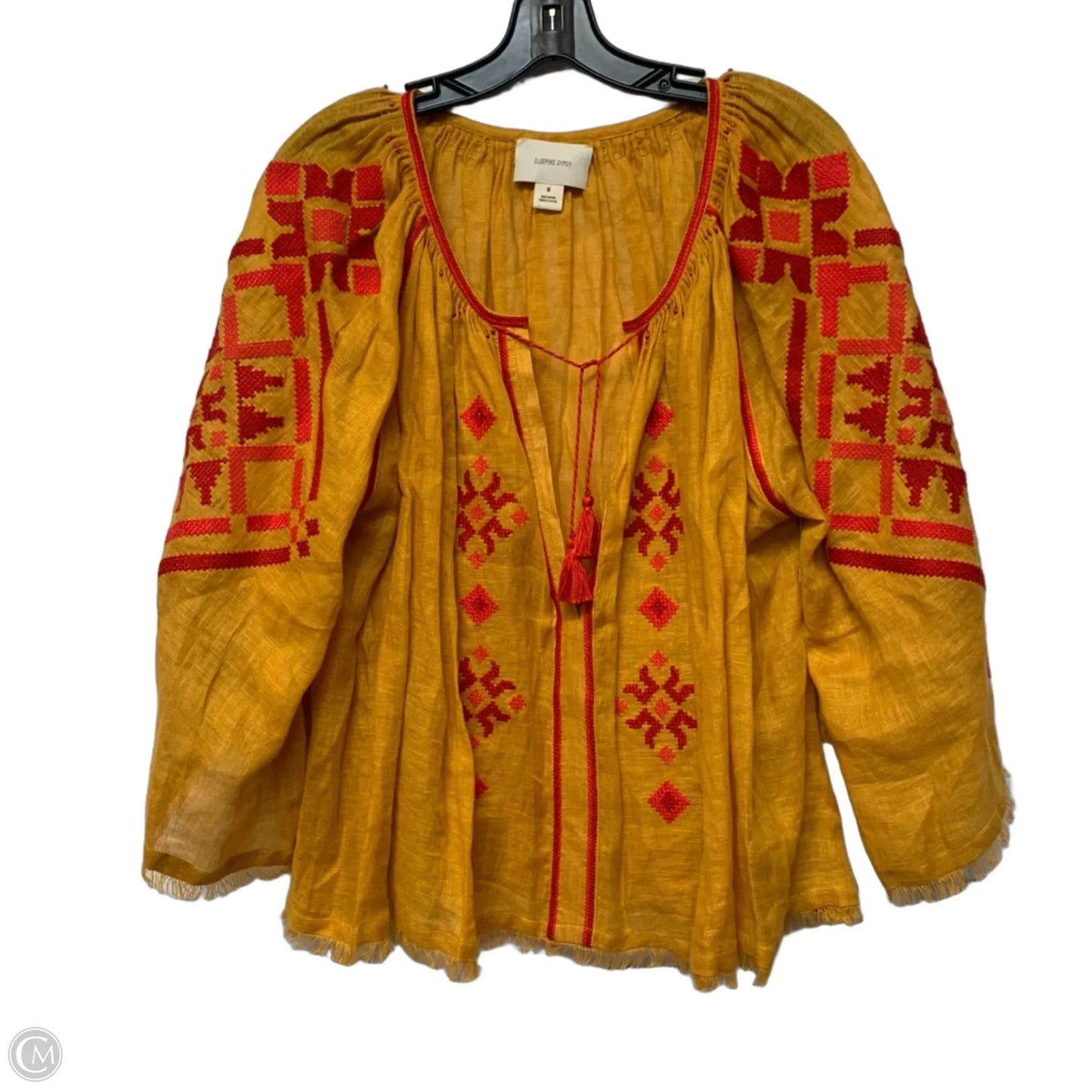 Top Long Sleeve By Sleeping Gypsy In Red & Yellow, Size: M