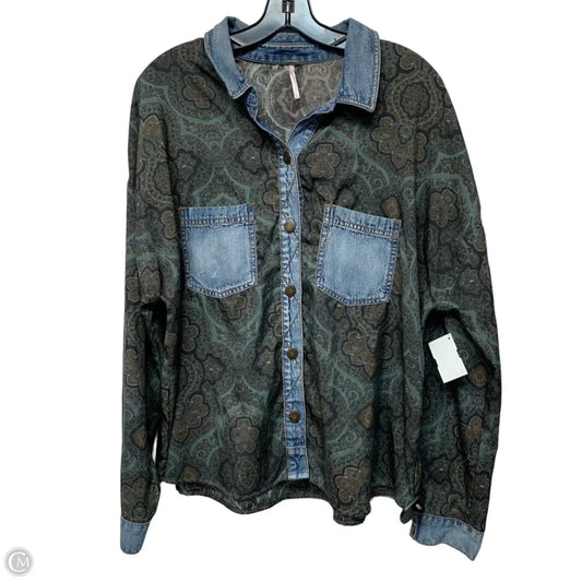 Top Long Sleeve By Free People In Blue & Brown, Size: L