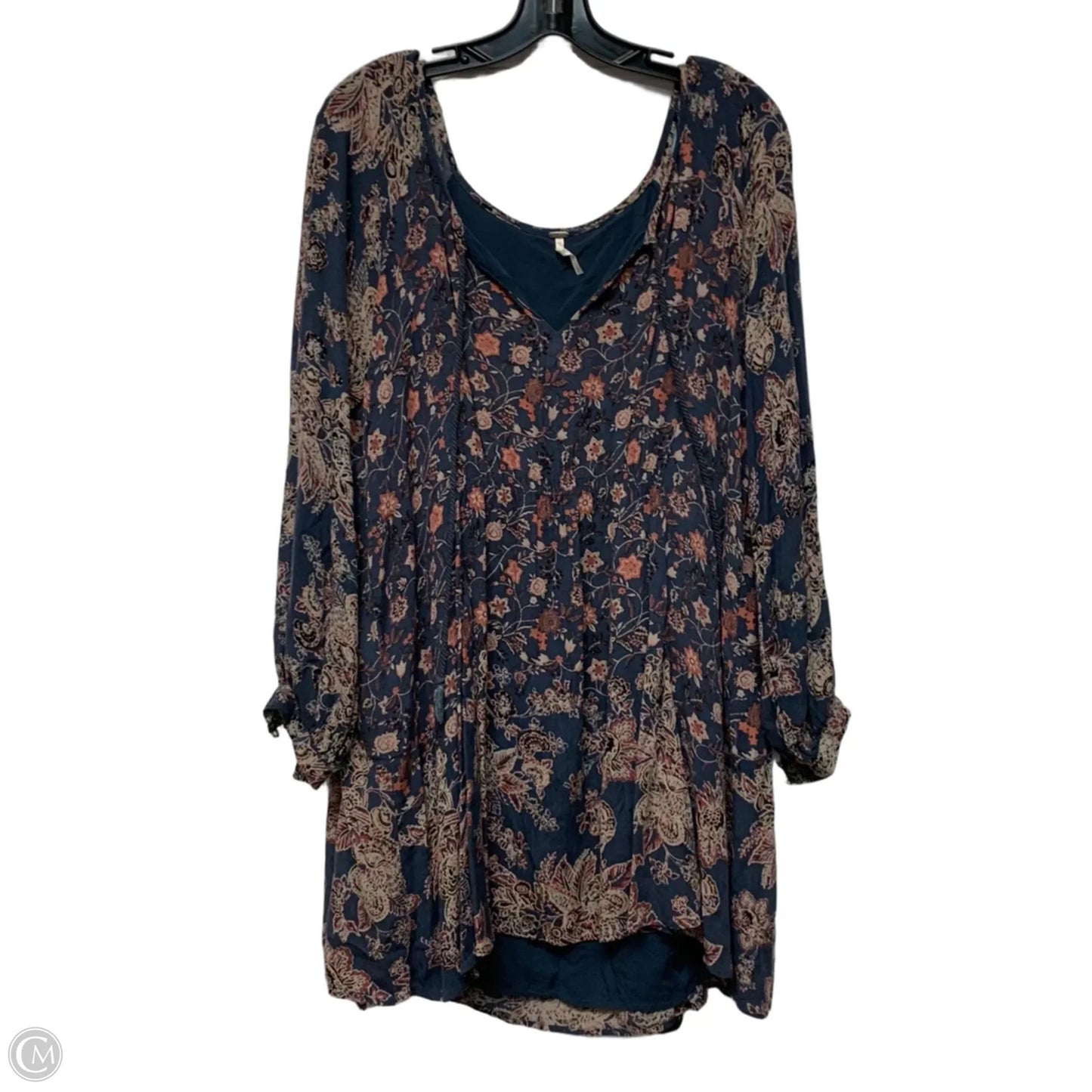 Tunic Long Sleeve By Free People In Blue & Orange, Size: S