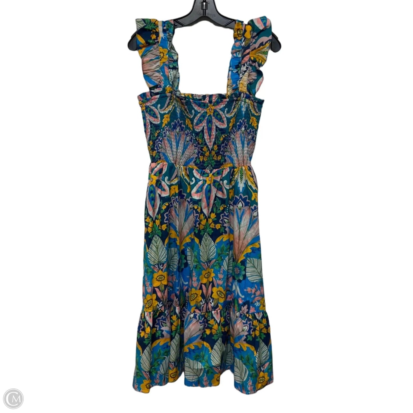 Dress Casual Midi By Nanette Lepore In Blue & Yellow, Size: L