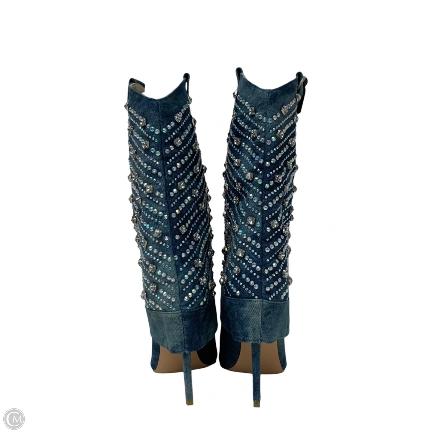 Boots Mid-calf Heels By Azalea Wang In Blue Denim, Size: 6