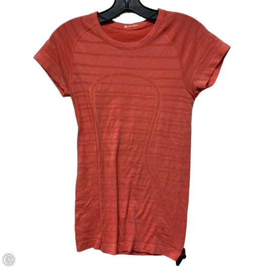 Athletic Top Short Sleeve By Lululemon In Peach, Size: S