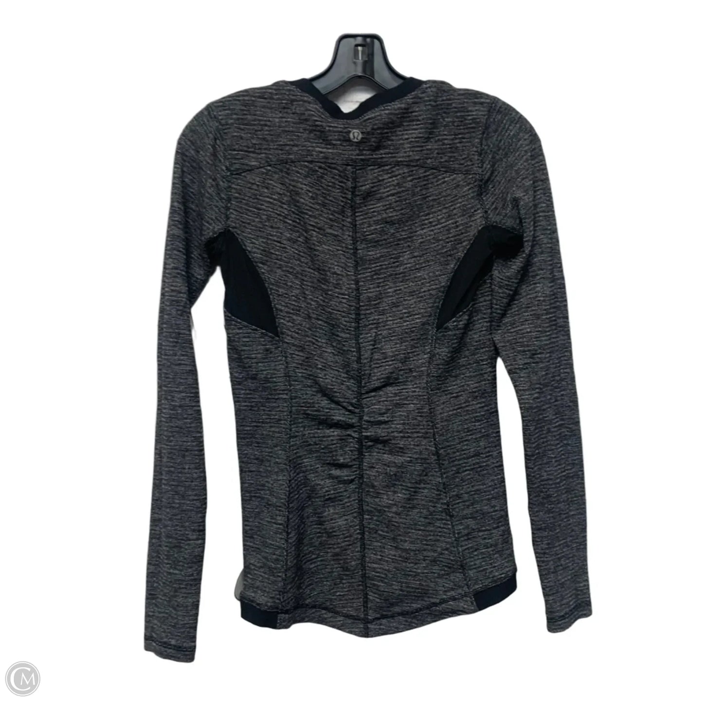 Athletic Top Long Sleeve Crewneck By Lululemon In Black & Grey, Size: S