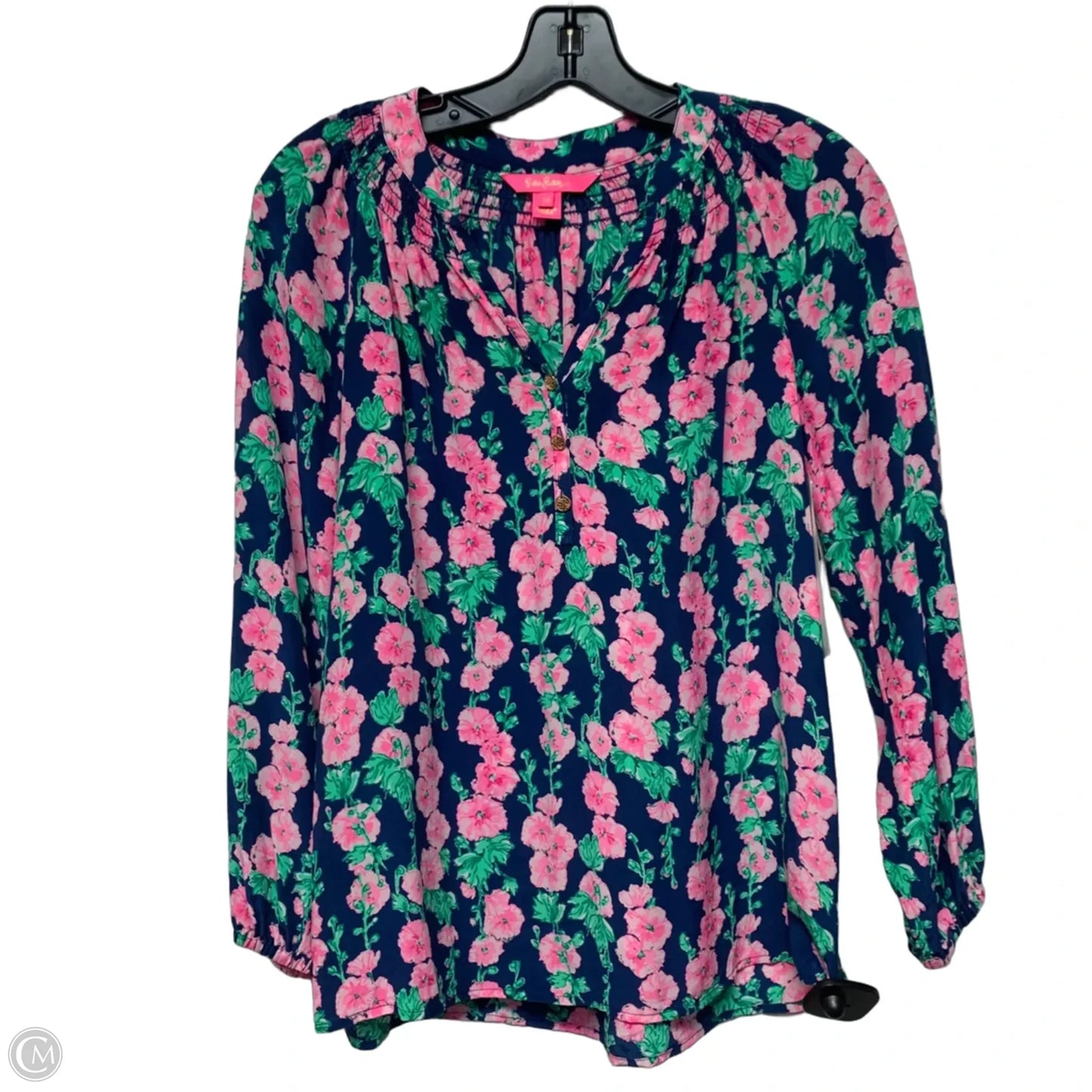 Top Long Sleeve Designer By Lilly Pulitzer In Blue & Pink, Size: Xs