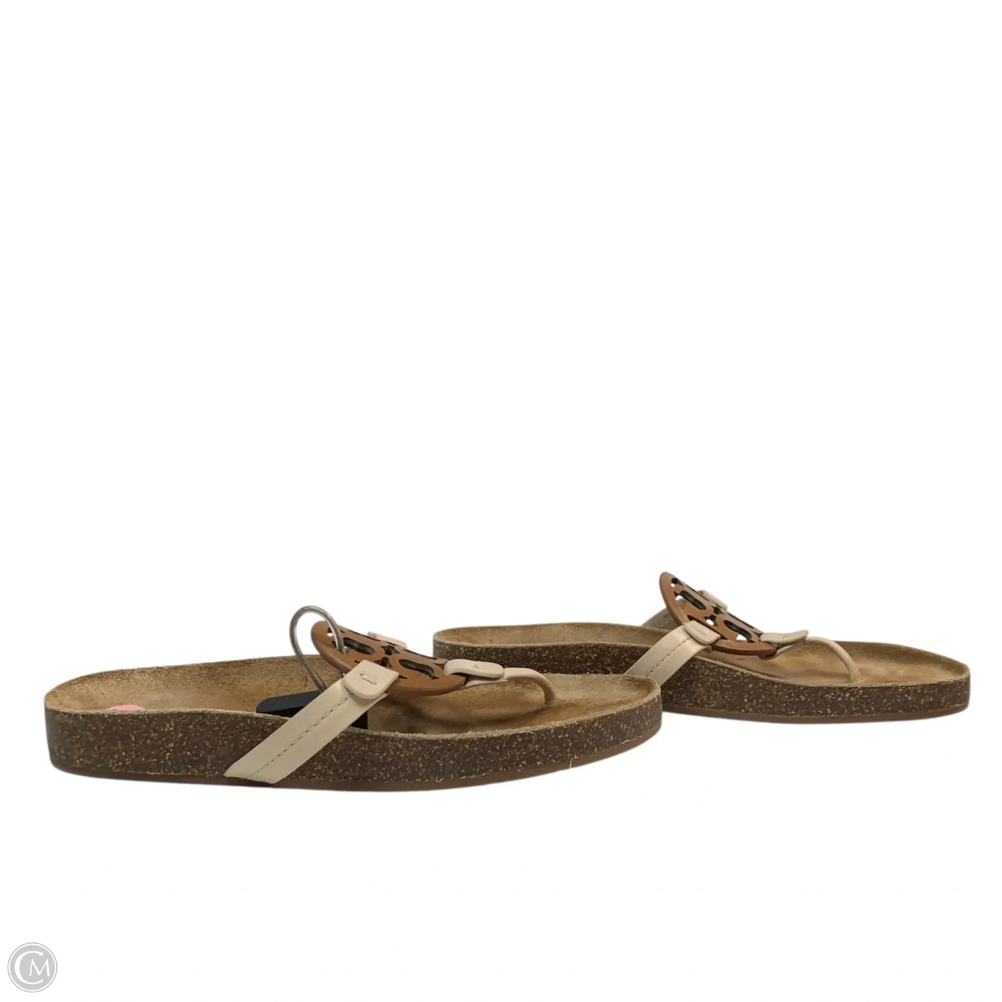 Sandals Designer By Tory Burch In Brown & Cream, Size: 9