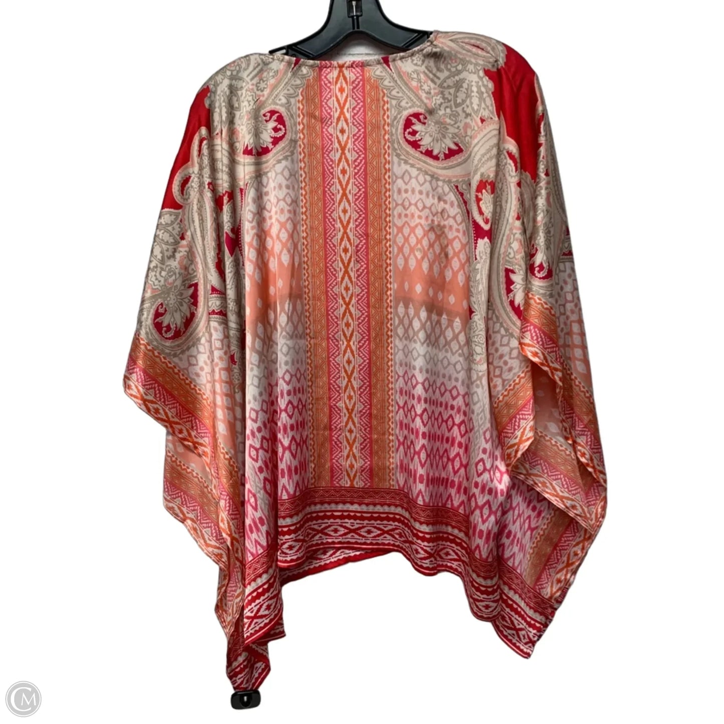 Top Short Sleeve By Chicos In Orange & Pink, Size: L