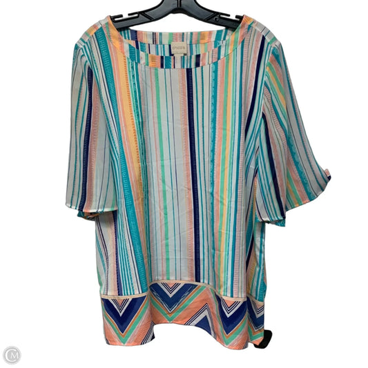 Top Short Sleeve By Chicos In Striped Pattern, Size: Xl