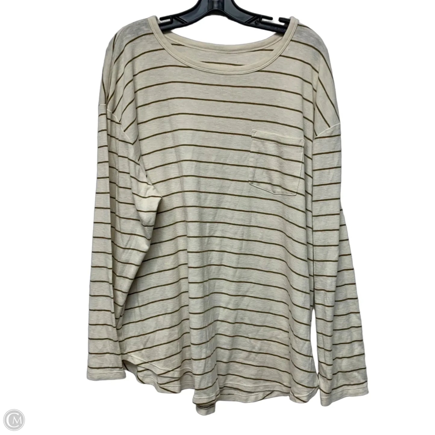 Top Long Sleeve By Ava & Viv In Brown & Cream, Size: 2x