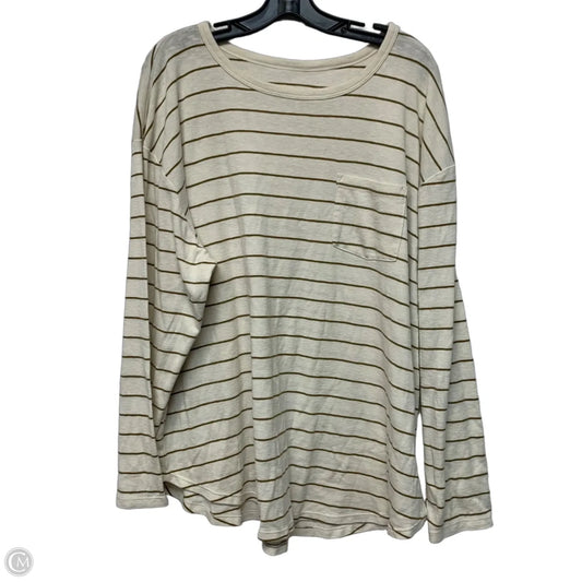 Top Long Sleeve By Ava & Viv In Brown & Cream, Size: 2x