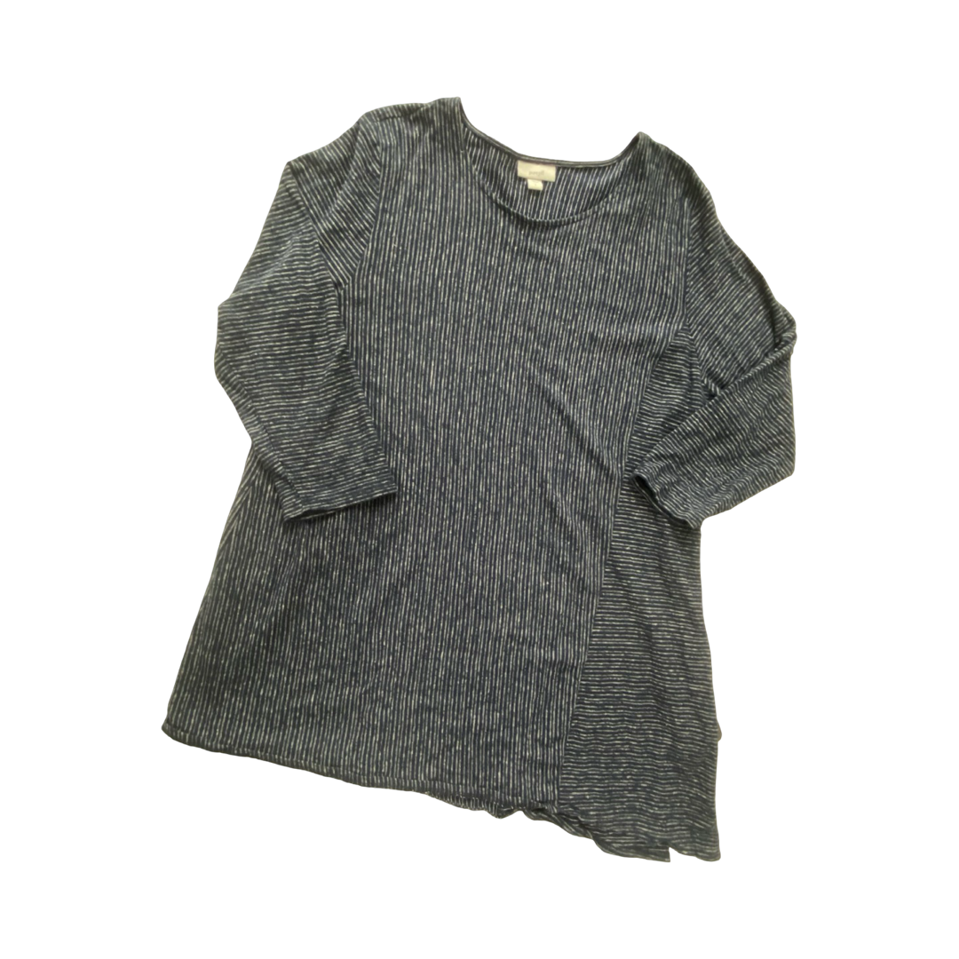 Top 3/4 Sleeve By Pure Jill In Blue & White, Size:L