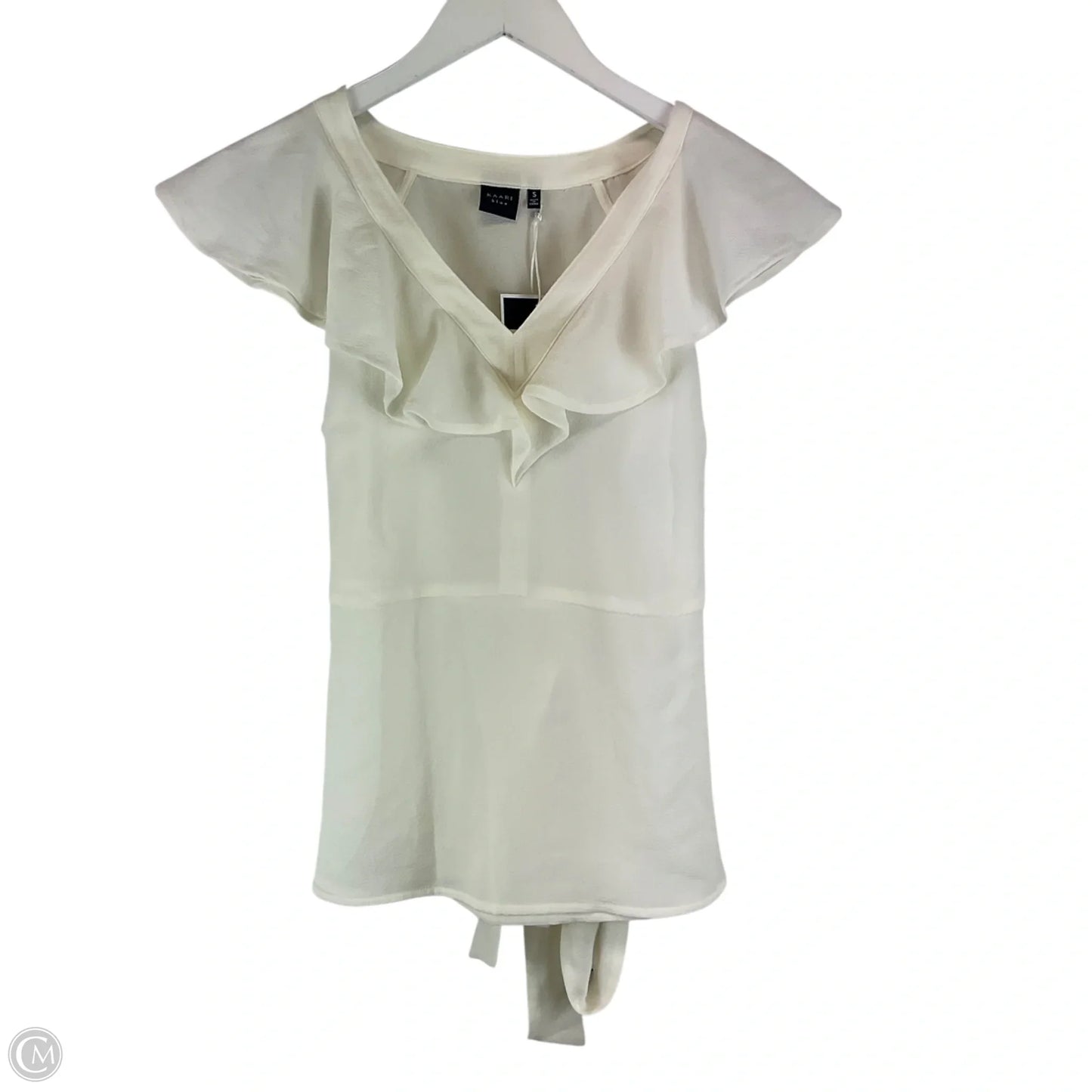 Top Sleeveless By Kaari Blue In White, Size: S