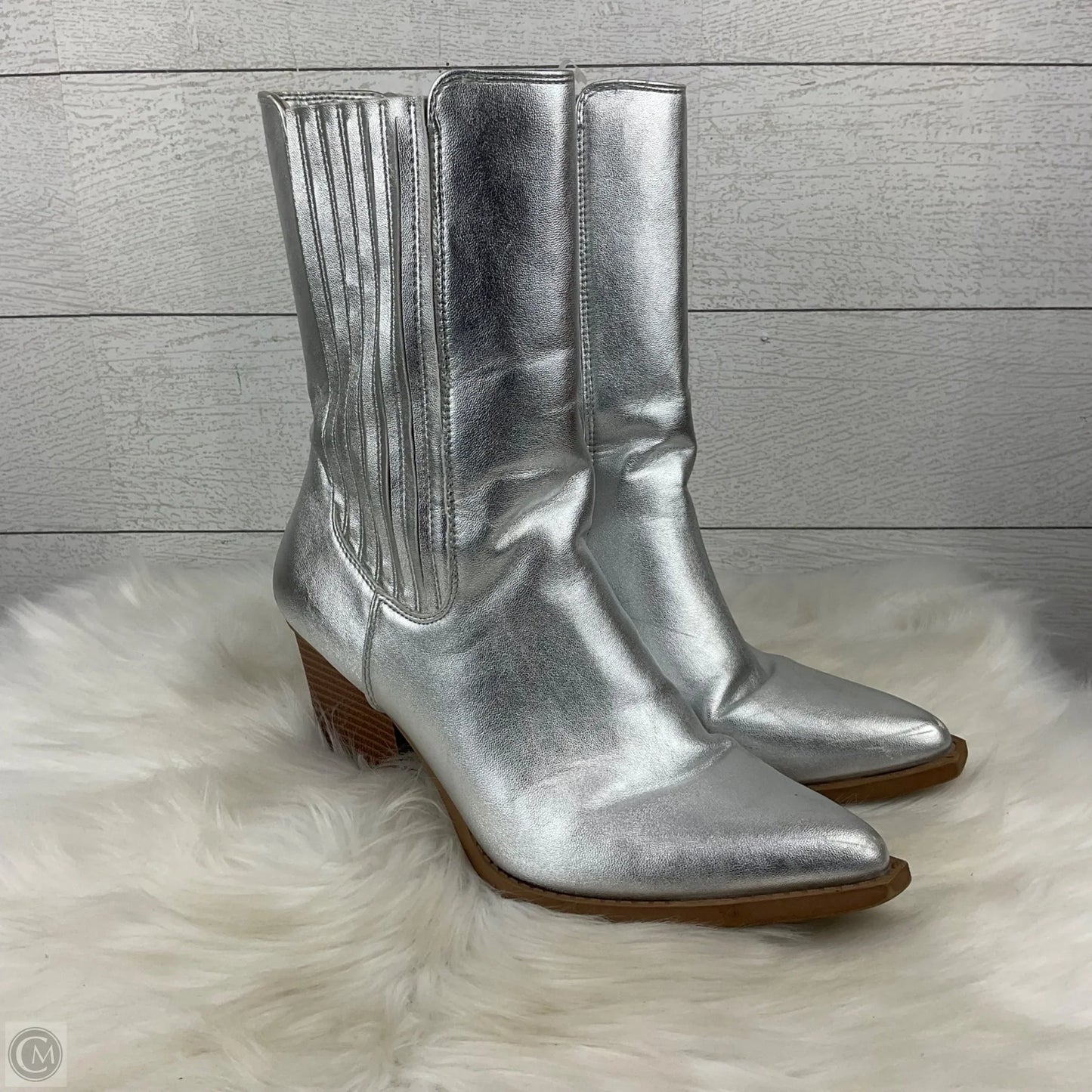 Boots Western By Forever 21 In Silver, Size: 9