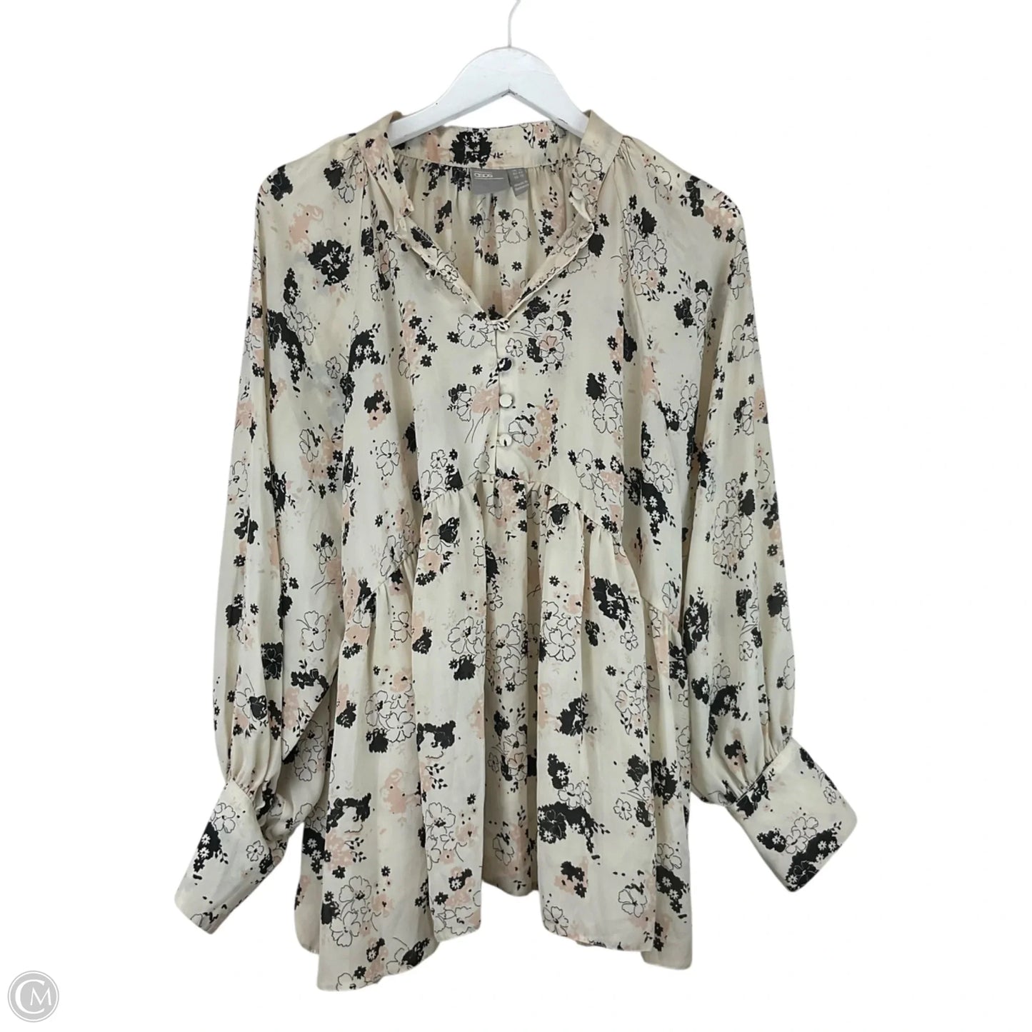 Blouse Long Sleeve By Asos In Floral Print, Size: 12