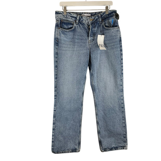 Jeans Straight By Zara In Blue Denim, Size: 8