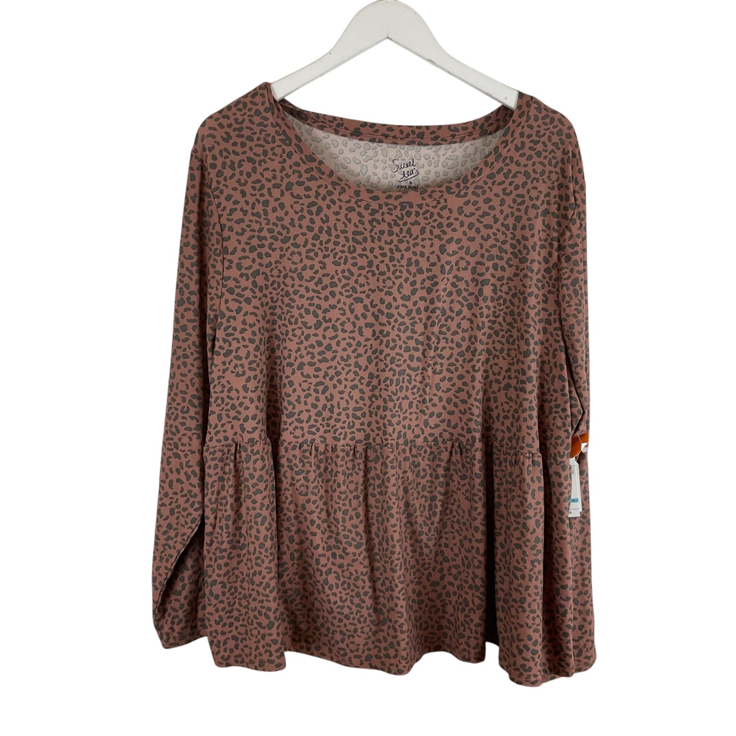 Top Long Sleeve By Pink Rose In Animal Print, Size: 3x