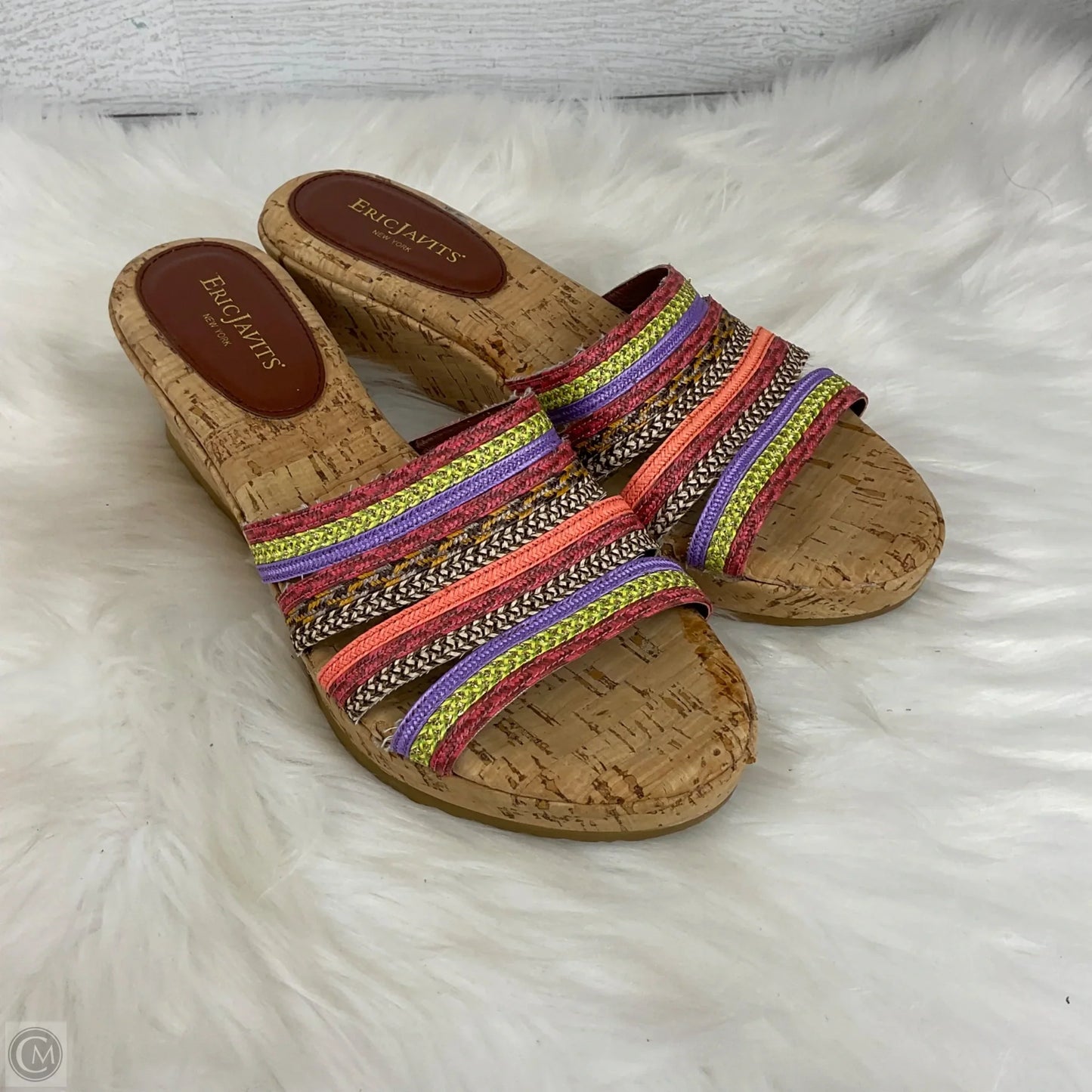 Sandals Heels Wedge By Eric Javitz In Multi-colored, Size: 9.5