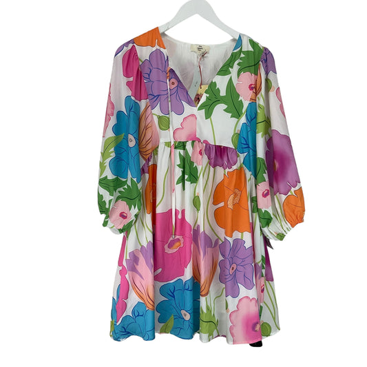 Floral Print Dress Casual Short Entro, Size L